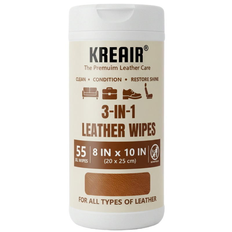 Kreair 3in1 Leather Cleaning Wipes XL 55 Ct