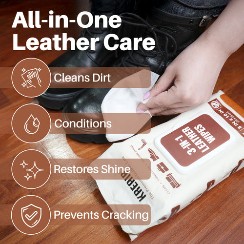 Kreair 3in1 Leather Wipes XL 75 Ct