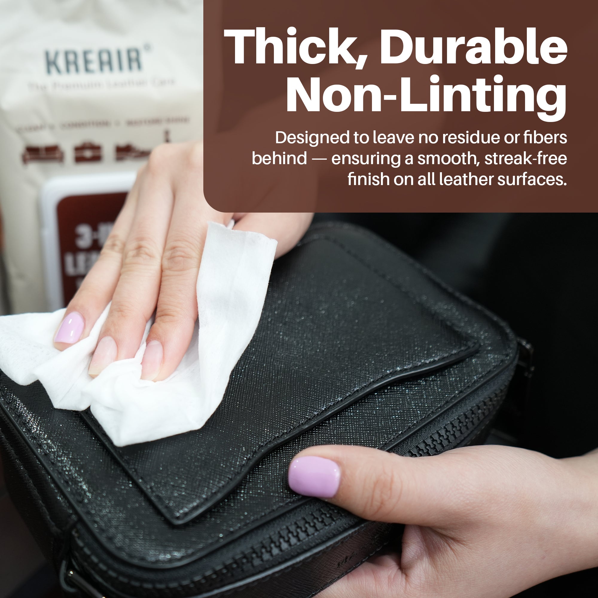 Kreair 3in1 Leather Wipes XL 75 Ct