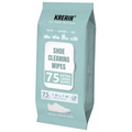 A package of KreaAir Shoe Cleaning Wipes, featuring 75 extra-large wipes in a light teal-blue resealable pouch with white and black text.